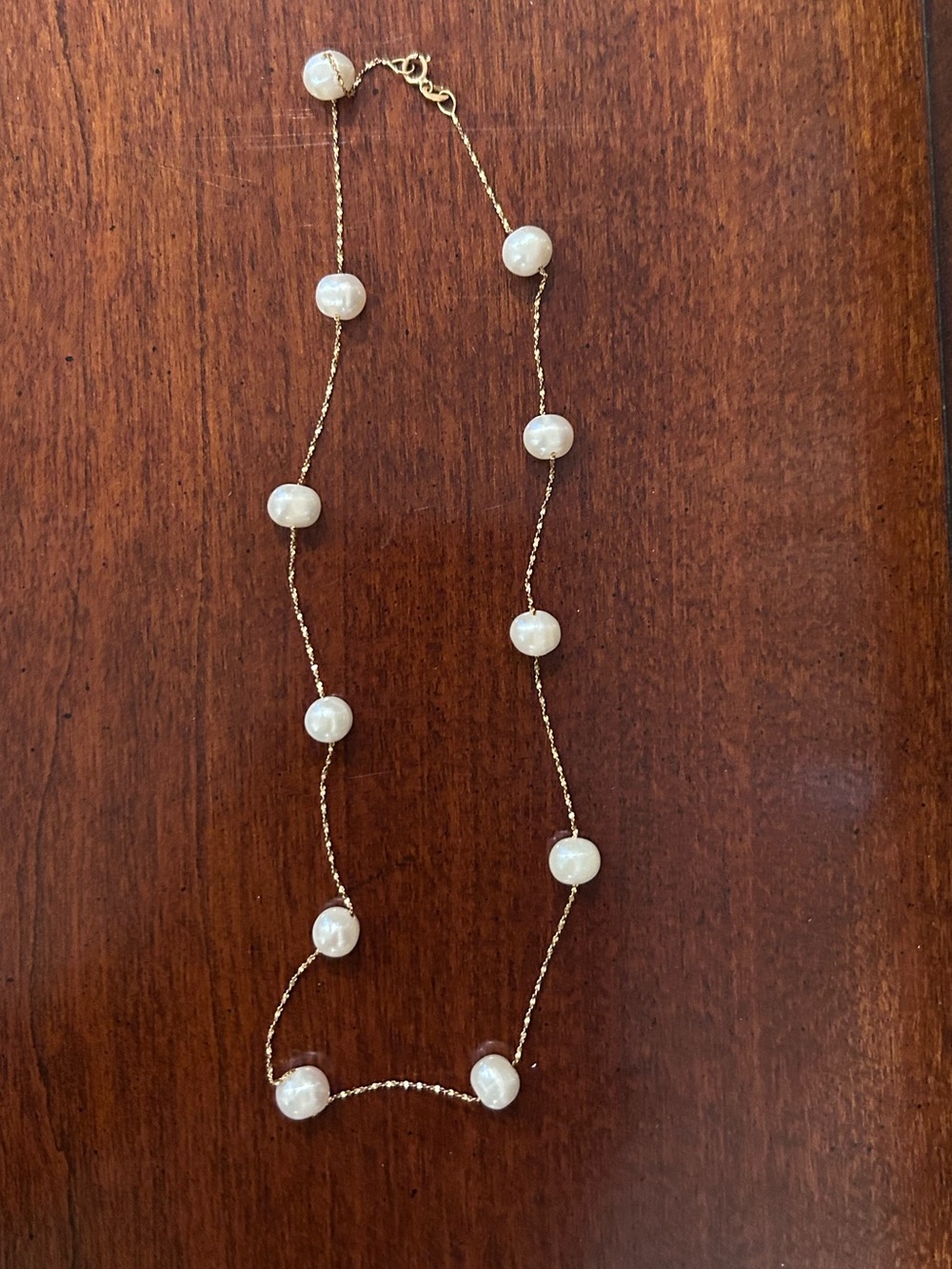 Gold Chain Necklace with Real Fresh Water Pearls